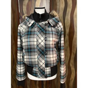 Vintage 80s OP plaid bomber jacket. Size L.